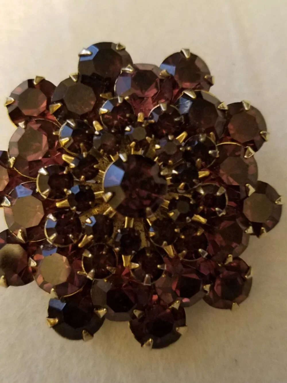 Vintage Purple Faceted Rhinestone Stacked Brooch